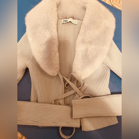 Zara Faux fur ribbed cardigan - Picture 5 of 7